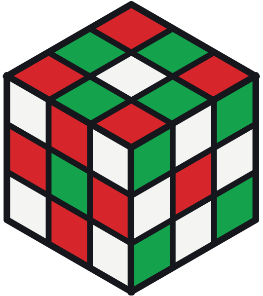 Rubik küpte üç renkli dama tahtası deseni